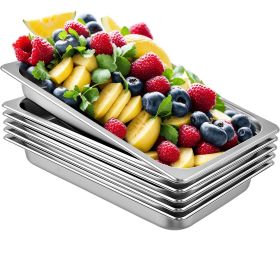 6 Pack Steam Table Pans 20.9 x 12.8 x 2.6 Inch Deep Steam Table Pan Full Size 8.5L Deep Food Container Stainless Steel Oven Tray Hotel Pans Anti-