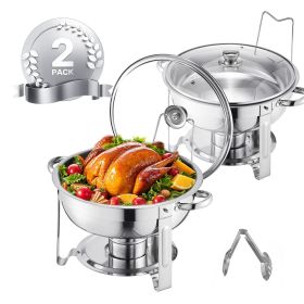 Chafing Dish Buffet Set, 5 Qt 2 Pack, Stainless Steel Chafer with 2 Full Size Pan